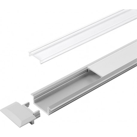 Profil encastré en aluminium C clair L 2000 mm, Profil