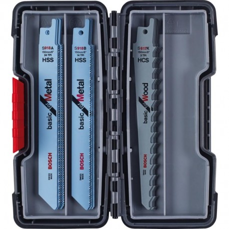 Lame scie sabre Set 15Pièces .Basic Wood/Metall Bosch