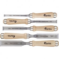 Ensemble ciseau bois manche bois 5-Pièces . En Carton FORTIS