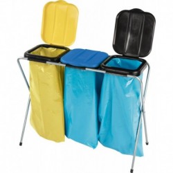Collecteur de déchets 3x120 l avec couvercle noir/jaune/bleu
