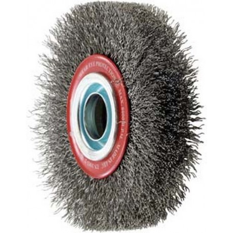 Brosse circulaire, fil d'acier de 0,3 mm, ondulé, Ø de la brosse : 100 mm, Epaisseur du fil 0,30 mm, Larg. : de travail 20 mm, Vitesse maxi. : 8000 tr/mn