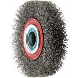 Brosse circulaire, fil d'acier de 0,3 mm, ondulé, Ø de la brosse : 125 mm, Epaisseur du fil 0,30 mm, Larg. : de travail 22 mm, Vitesse maxi. : 6000 tr/mn