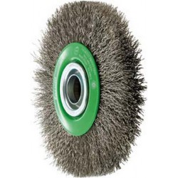 Brosse circulaire, fil d'acier inoxydable de 0,3 mm, ondulé, Ø de la brosse : 125 mm, Larg. : de travail 22 mm, Vitesse maxi. 6000 tr/mn