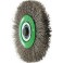 Brosse circulaire, fil d'acier inoxydable de 0,3 mm, ondulé, Ø de la brosse : 200 mm, Larg. : de travail 30 mm, Vitesse maxi. 4500 tr/mn
