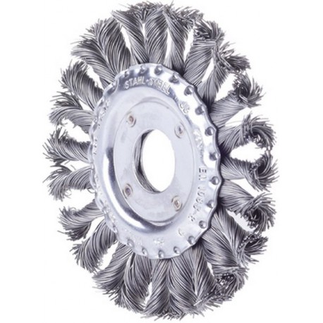 Brosse circulaire, fil d'acier inoxydable, torsadé, Ø de la brosse : 125 mm, Epaisseur du fil 0,50 mm, Larg. : de travail 13 mm