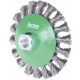 Brosse conique, fil d'acier inoxydable, torsadé, Ø de la brosse : 115 mm, Epaisseur du fil 0,50 mm, Larg. : de travail 15 mm, Vitesse maxi. : 12500 tr/mn