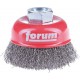 Brosse à boisseau, fil d'acier trempé, ondulé., Ø de la brosse : 60 mm, Epaisseur du fil 0,30 mm, Vitesse maxi. 12500 tr/mn