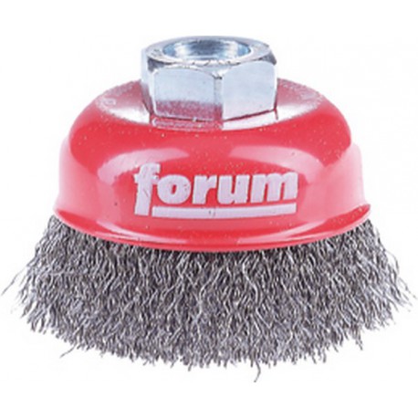 Brosse à boisseau, fil d'acier trempé, ondulé., Ø de la brosse : 80 mm, Epaisseur du fil 0,30 mm, Vitesse maxi. 8500 tr/mn