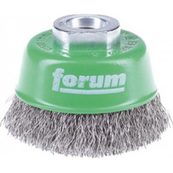 Brosse à boisseau, fil d'acier inoxydable, ondulé, Ø de la brosse : 60 mm, Epaisseur du fil 0,30 mm, Vitesse maxi. 12500 tr/mn