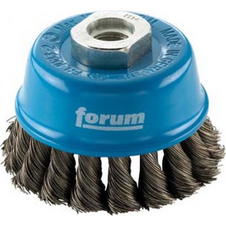 Brosse à boisseau, fil d'acier trempé, torsadé, Ø de la brosse : 65 mm, Epaisseur du fil 0,35 mm, Vitesse maxi. 12500 tr/mn