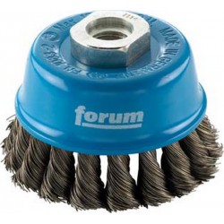 Brosse à boisseau, fil d'acier trempé, torsadé, Ø de la brosse : 65 mm, Epaisseur du fil 0,50 mm, Vitesse maxi. 12500 tr/mn
