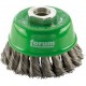 Brosse en forme de coupe, fil d'acier inoxydable, torsadé, Ø de la brosse : 65 mm, Epaisseur du fil 0,35 mm, Vitesse maxi. 12500 tr/mn