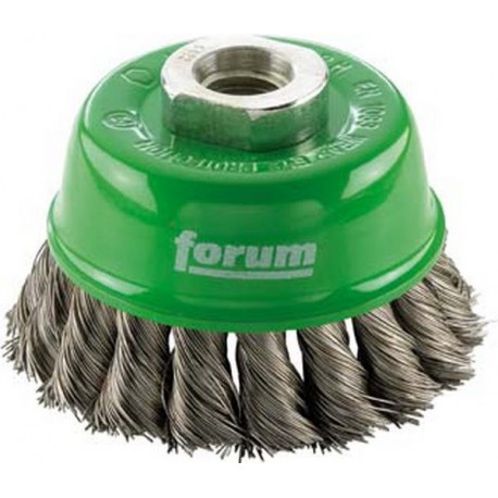 Brosse en forme de coupe, fil d'acier inoxydable, torsadé, Ø de la brosse : 65 mm, Epaisseur du fil 0,50 mm, Vitesse maxi. 12500 tr/mn