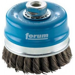 Brosse à boisseau avec bague d'appui, fil d'acier trempé, torsadé, Ø de la brosse : 80 mm, Epaisseur du fil 0,35 mm, Vitesse maxi. 8500 tr/mn