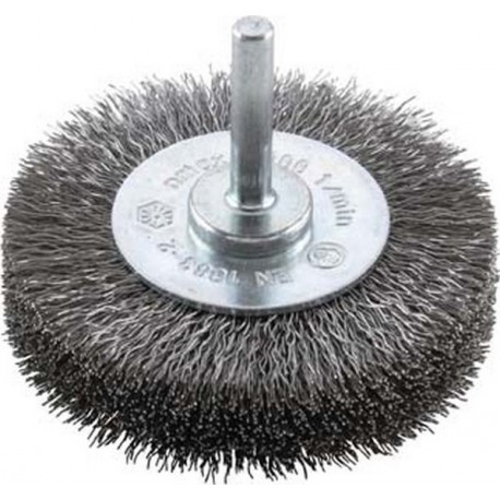 Brosse circulaire pour outils, fils ondulés, Ø de la brosse : 70 mm, Epaisseur du fil 0,30 mm, Larg. : de travail 18 mm, Vitesse maxi. : 15000 tr/mn