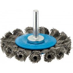 Brosse circulaire pour outils, fil d'acier torsadé, Ø de la brosse : 75 mm, Epaisseur du fil 0,50 mm, Larg. : de travail 8 mm, Vitesse maxi. : 20000 tr/mn