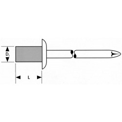 Rivet Stand. a 75 unités T?te ronde plate 4,8x14mm FORTIS