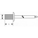 Rivet Stand. a 75 unités T?te ronde plate 4,8x14mm FORTIS