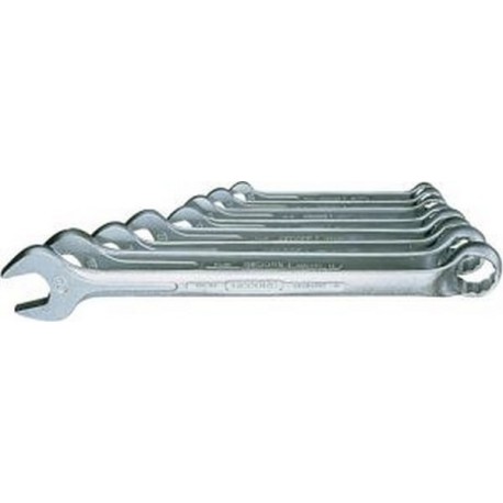Jeu de clés mixtes en acier au vanadium 31CrV3, Quantité : 8 pièces, Contenu 10 12 13 14 17 19 22 24 mm