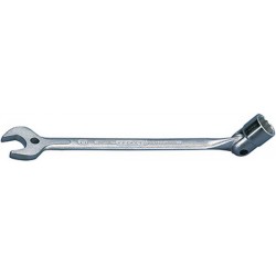 Clé à fourche et à douille, Cote s/plats : 13 mm, Long. 208 mm, Pour Ø de broche 5 mm