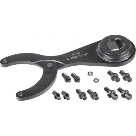 Jeu de clés à ergots articulées pour clé dynamométrique, Capacité de serrage : 40-80 mm, Ø du tenon 4 5 6 7 8 mm