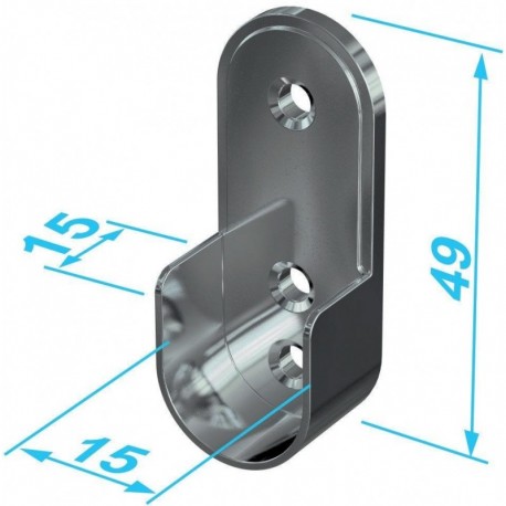 Support tube oval 30x15mm galvanisé