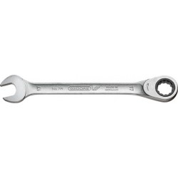 Clé mixte à cliquet, tête à cliquet droite, Cote s/plats : 9 mm, Long. 150 mm, Angle de travail 7 °