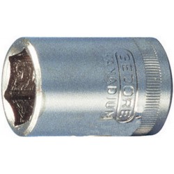 Douille 1/4'', métrique, Cote s/plats : 5 mm, Long. 24,7 mm