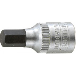 Embouts de vissage 1/4'' pour vis à six pans femelle, Cote s/plats : 4 mm, Long. 28 mm
