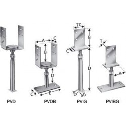 Pieds de poteaux PVDB120G (Par 5)