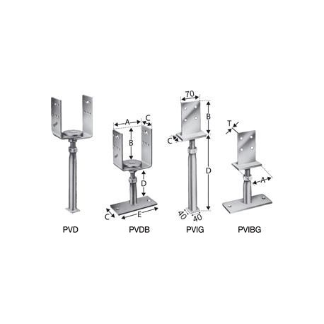 Pieds de poteaux PVDB120G (Par 5)