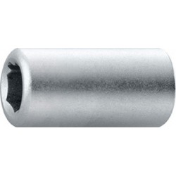 Raccord avec entraînement à 4 pans 1/4'', prise de force à 6 pans 1/4'', avec ressort de maintien, Long. totale : 25 mm