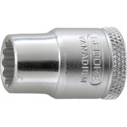 Douille 12 pans 3/8'', Cote s/plats : 13 mm, Long. 28 mm