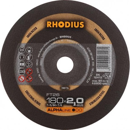 Disque de coupe FT26 180 x 2,0mm  Rhodius(Par 25)