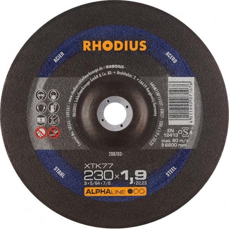 Disque de coupe XTK77 230 x 1,9mm coudé Rhodius
