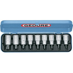 Composition d'embouts de vissage 1/2'' pour vis femelle TORX®, 9 pièces, Contenu : T 20 T 25 T 27 T 30 T 40 T 45 T 50 T 55 T 60