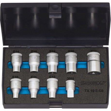 Composition d'embouts de vissage 1/2'' pour vis mâle TORX®, 9 pièces
