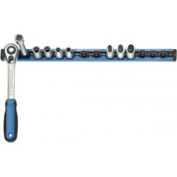 Rack magnétique 1/2'', Utilisation : pour 16 embouts, Dimensions 480 x 33 mm