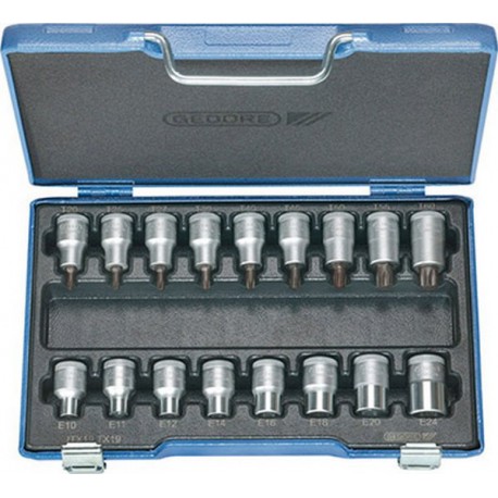 Composition d'embouts de vissage 1/2'' pour vis femelle et mâle TORX®, 17 pièces