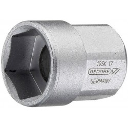 Douille traversante 1/2'', Cote s/plats : 14 mm, Long. 25,0 mm