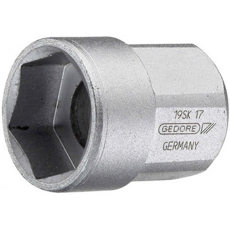 Douille traversante 1/2'', Cote s/plats : 14 mm, Long. 25,0 mm
