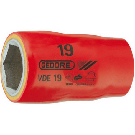 Douille VDE 1/2'', Cote s/plats : 15 mm, Long. 56 mm