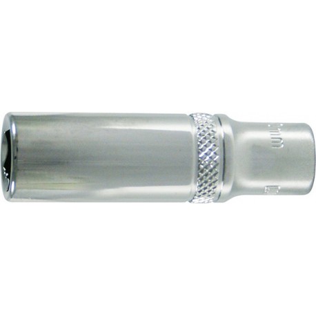 Douille 1/4'', modèle long, poli, Cote s/plats : 10 mm, Long. 50 mm