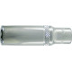 Douille 1/4'', modèle long, poli, Cote s/plats : 13 mm, Long. 50 mm