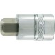 Embout de vissage 1/4'' pour vis femelle à 6 pans, poli, Cote s/plats : 4 mm, Long. 30 mm