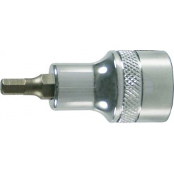 Embout de vissage 1/2'' pour vis femelle à 6 pans, poli, Cote s/plats : 6 mm, Long. 60 mm