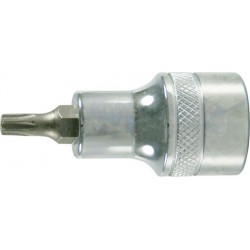 Embout de vissage 1/2'' pour vis TORX® femelle, poli, Taille : T 50, Long. 52 mm, Pour vis M10