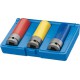 Garniture de douilles à choc 1/2'', avec manchon de protection, Quantité : 3 pièces, Contenu 17 (bleu) 19 (jaune) 21 (rouge) mm