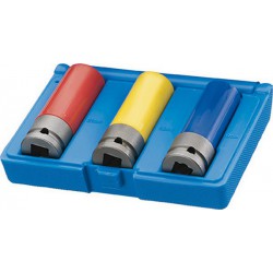 Garniture de douilles à choc 1/2'', avec manchon de protection, Quantité : 3 pièces, Contenu 17 (bleu) 19 (jaune) 21 (rouge) mm