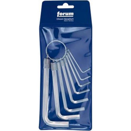 Jeu de clés coudées à 6 pans, avec porte-clé, dans une trousse en plastique, 8 pièces, Contenu : 2 2,5 3 4 5 6 8 10 mm